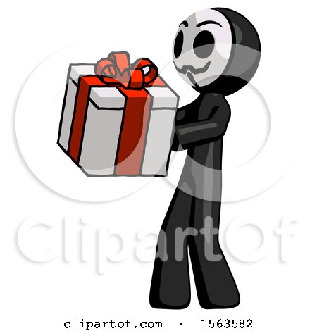Black Little Anarchist Hacker Man Presenting a Present with Large Red Bow on It by Leo Blanchette