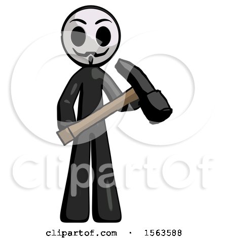 Black Little Anarchist Hacker Man Holding Hammer Ready to Work by Leo Blanchette