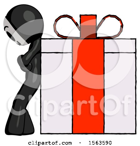 Black Little Anarchist Hacker Man Gift Concept - Leaning Against Large Present by Leo Blanchette