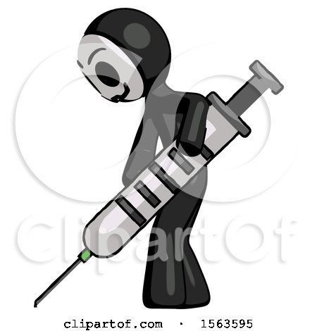 Black Little Anarchist Hacker Man Using Syringe Giving Injection by Leo Blanchette
