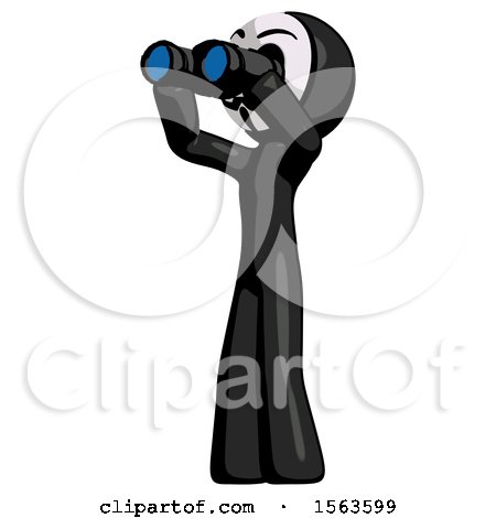 Black Little Anarchist Hacker Man Looking Through Binoculars to the Left by Leo Blanchette