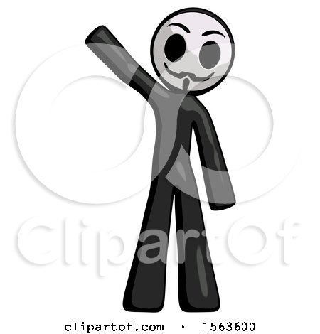 Black Little Anarchist Hacker Man Waving Emphatically with Right Arm by Leo Blanchette