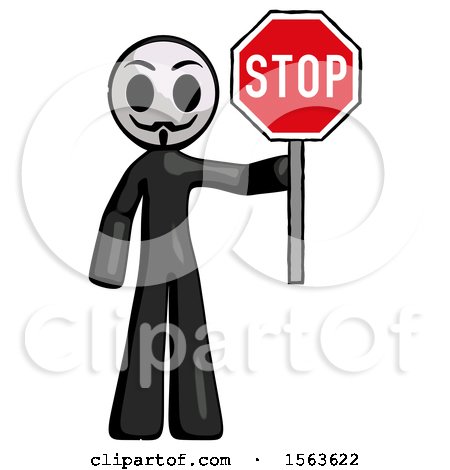 Black Little Anarchist Hacker Man Holding Stop Sign by Leo Blanchette