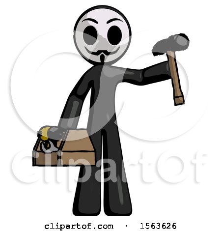Black Little Anarchist Hacker Man Holding Tools and Toolchest Ready to Work by Leo Blanchette