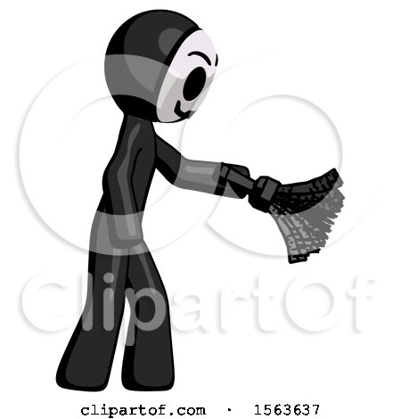 Black Little Anarchist Hacker Man Dusting with Feather Duster Downwards by Leo Blanchette