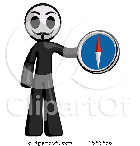 Black Little Anarchist Hacker Man Holding a Large Compass by Leo Blanchette