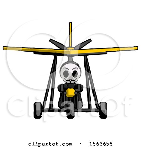 Black Little Anarchist Hacker Man in Ultralight Aircraft Front View by Leo Blanchette