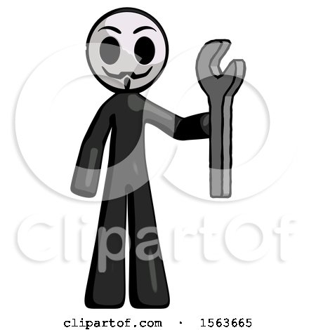 Black Little Anarchist Hacker Man Holding Wrench Ready to Repair or Work by Leo Blanchette