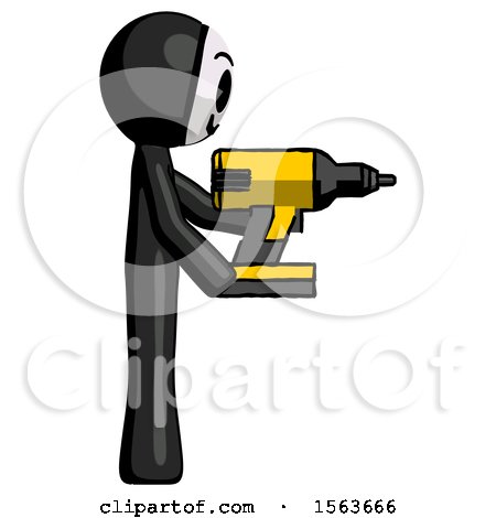 Black Little Anarchist Hacker Man Using Drill Drilling Something on Right Side by Leo Blanchette
