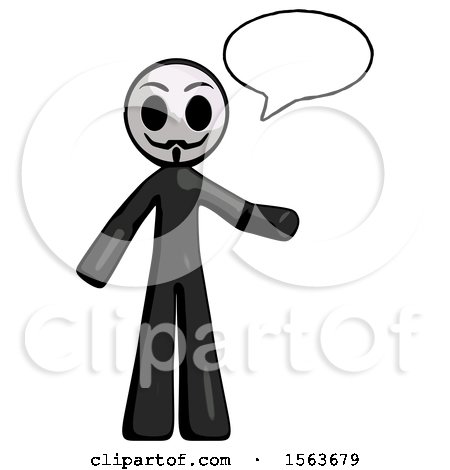 Black Little Anarchist Hacker Man with Word Bubble Talking Chat Icon by Leo Blanchette