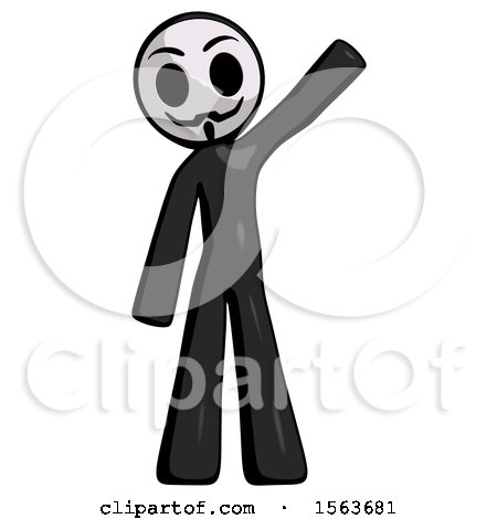 Black Little Anarchist Hacker Man Waving Emphatically with Left Arm by Leo Blanchette