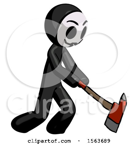Black Little Anarchist Hacker Man Striking with a Red Firefighter's Ax by Leo Blanchette