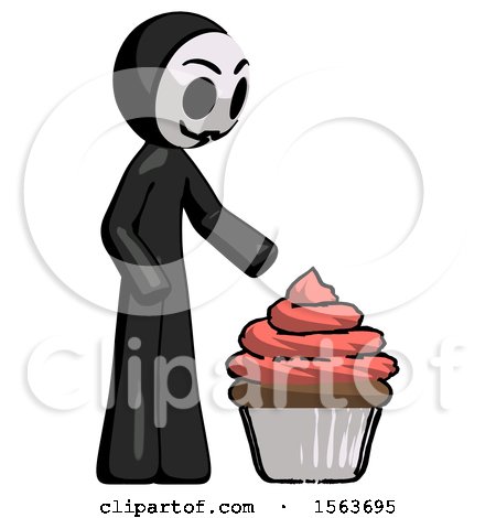 Black Little Anarchist Hacker Man with Giant Cupcake Dessert by Leo Blanchette
