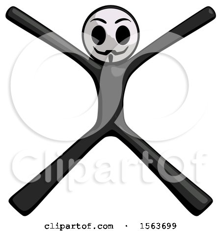 Black Little Anarchist Hacker Man with Arms and Legs Stretched out by Leo Blanchette