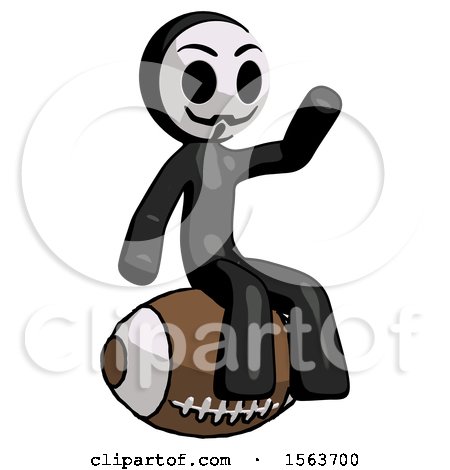 Black Little Anarchist Hacker Man Sitting on Giant Football by Leo Blanchette