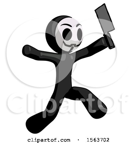 Black Little Anarchist Hacker Man Psycho Running with Meat Cleaver by Leo Blanchette