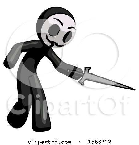 Black Little Anarchist Hacker Man Sword Pose Stabbing or Jabbing by Leo Blanchette