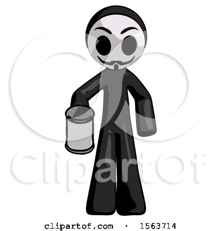Black Little Anarchist Hacker Man Begger Holding Can Begging or Asking for Charity by Leo Blanchette