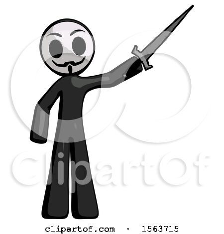 Black Little Anarchist Hacker Man Holding Sword in the Air Victoriously by Leo Blanchette