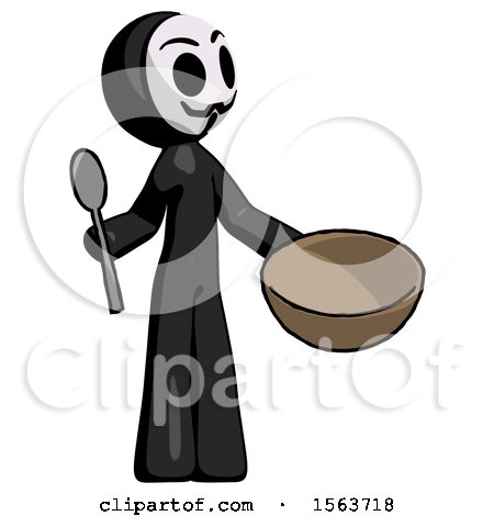 Black Little Anarchist Hacker Man with Empty Bowl and Spoon Ready to Make Something by Leo Blanchette