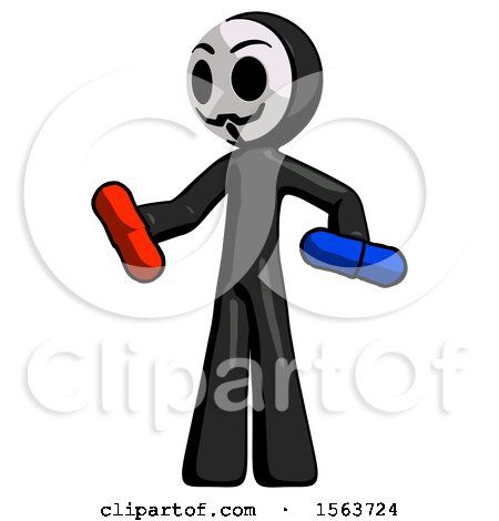 Black Little Anarchist Hacker Man Red Pill or Blue Pill Concept by Leo Blanchette