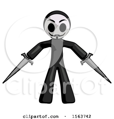 Black Little Anarchist Hacker Man Two Sword Defense Pose by Leo Blanchette