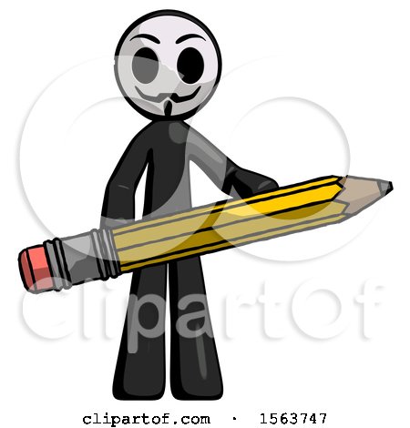 Black Little Anarchist Hacker Man Writer or Blogger Holding Large Pencil by Leo Blanchette