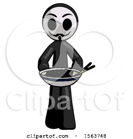 Black Little Anarchist Hacker Man Serving or Presenting Noodles by Leo Blanchette