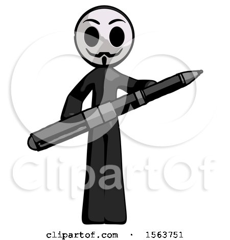 Black Little Anarchist Hacker Man Posing Confidently with Giant Pen by Leo Blanchette