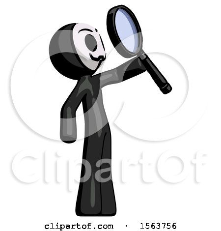 Black Little Anarchist Hacker Man Inspecting with Large Magnifying Glass Facing up by Leo Blanchette