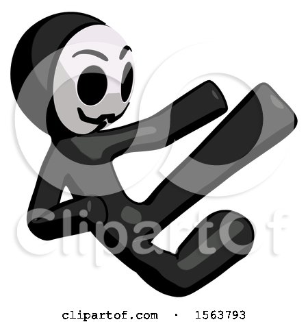 Black Little Anarchist Hacker Man Flying Ninja Kick Right by Leo Blanchette