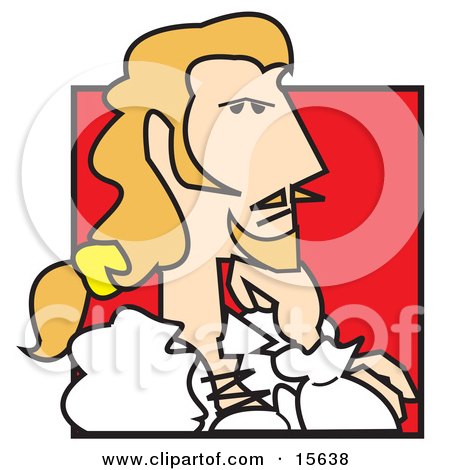 Nobleman With Long Hair, Resting His Chin On His Hand While In Thought Clipart Illustration by Andy Nortnik