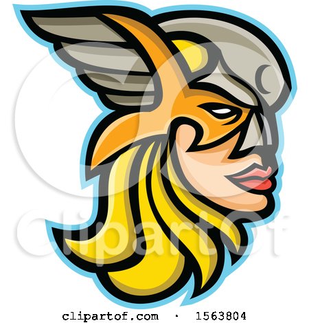 Clipart of a Valkyrie Mascot Face in Profile - Royalty Free Vector Illustration by patrimonio