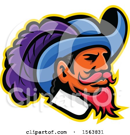 Clipart of a Musketeer Mascot Head - Royalty Free Vector Illustration by patrimonio