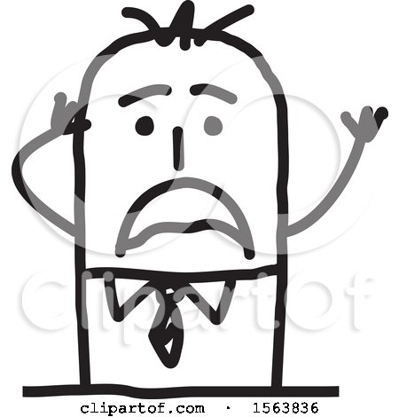 Clipart of a Stressed Stick Man - Royalty Free Vector Illustration by NL shop