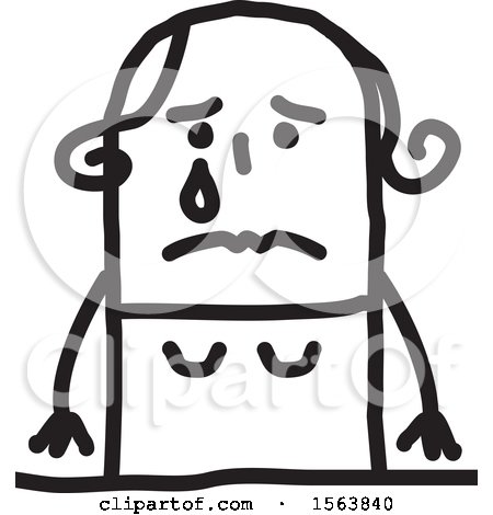 Clipart of a Crying Stick Woman - Royalty Free Vector Illustration by NL shop