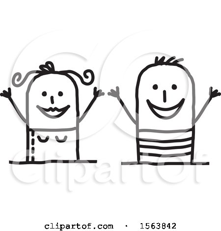 Clipart of a Cheering Summer Couple - Royalty Free Vector Illustration by NL shop