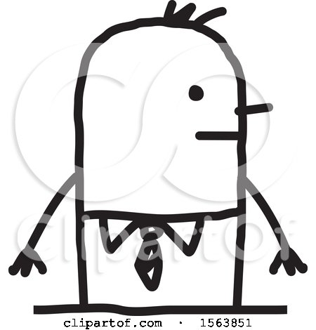 Clipart of a Nervous Stick Man - Royalty Free Vector Illustration by NL shop
