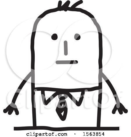 Clipart of a Nervous Stick Man - Royalty Free Vector Illustration by NL shop