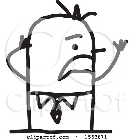 Clipart of a Stressed Stick Man - Royalty Free Vector Illustration by NL shop