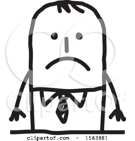Clipart of a Sad Stick Man - Royalty Free Vector Illustration by NL shop