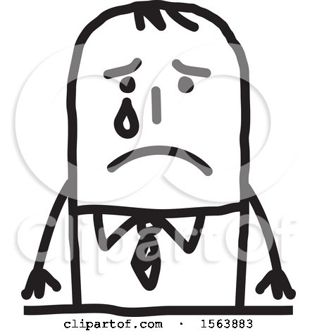 Clipart of a Crying Stick Man - Royalty Free Vector Illustration by NL shop