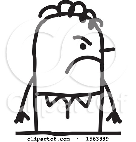 Clipart of a Mad or Mean Stick Man - Royalty Free Vector Illustration by NL shop