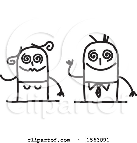 Clipart of a Drunk Stick Couple - Royalty Free Vector Illustration by NL shop