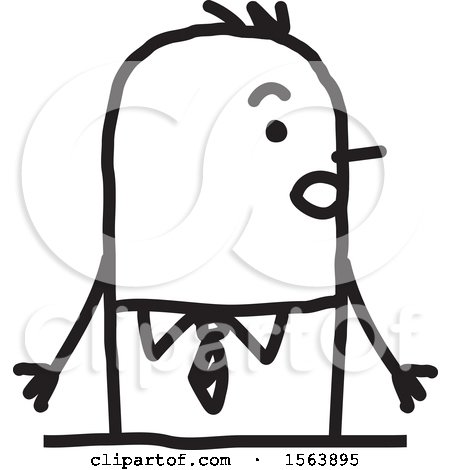 Clipart of a Surprised Stick Man - Royalty Free Vector Illustration by NL shop