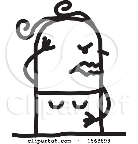 Clipart of a Grieving Stick Woman - Royalty Free Vector Illustration by NL shop