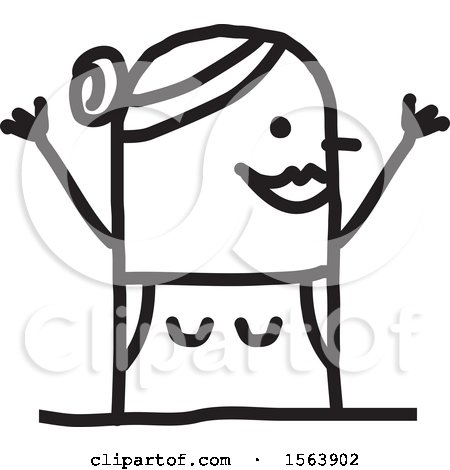 Clipart of a Cheering Stick Woman - Royalty Free Vector Illustration by NL shop