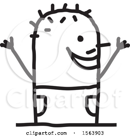 Clipart of a Cheering Stick Man - Royalty Free Vector Illustration by NL shop