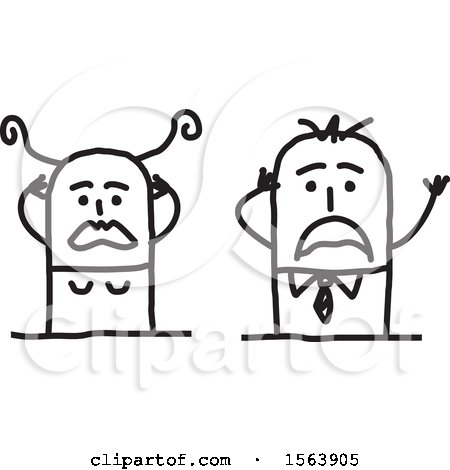 Clipart of a Stressed Stick Couple - Royalty Free Vector Illustration by NL shop