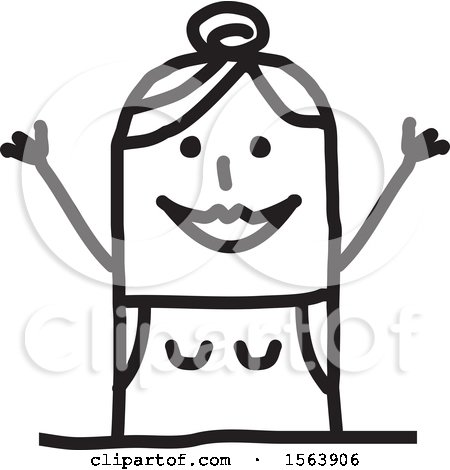 Clipart of a Cheering Stick Woman - Royalty Free Vector Illustration by NL shop